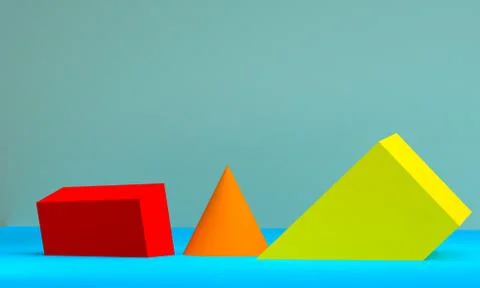 Scene with geometrical forms, minimal abstract  background,3D render Stock Illustration
