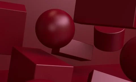 Scene with geometrical forms,  minimal background, 3D render.. Stock Photos