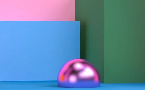 Scene with geometrical forms,  minimal background, 3D render.. Stock Photos