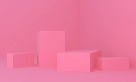 Scene with geometrical forms,  minimal background, 3D render.. Stock Photos