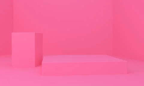 Scene with geometrical forms,  minimal background, 3D render.. Stock Photos
