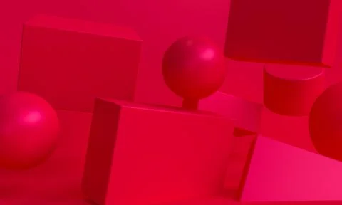 Scene with geometrical forms,  minimal background, 3D render.. 스톡 사진