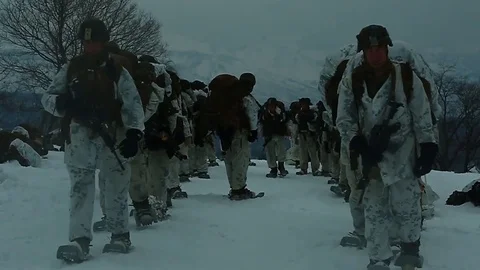 Scene of a group of marines marching. Stock Footage 104715391