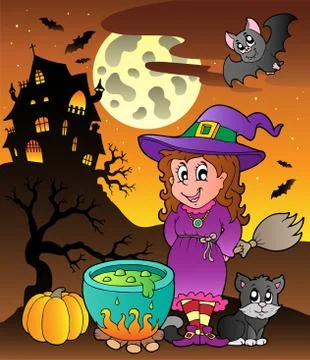 Scene with Halloween theme  Stock Illustration