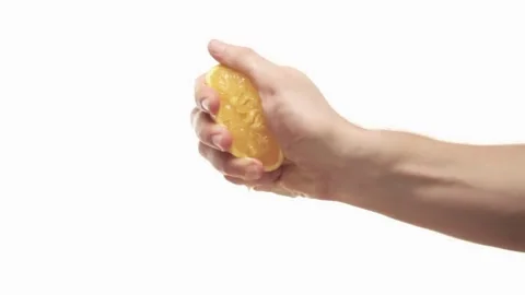 Scene of hand squeeze fresh lemon juice. Squeezing out fresh Lemon juice drains Stock-Footage 336588944