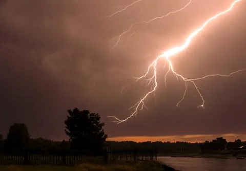 Scene with hit of lighting Foto stock