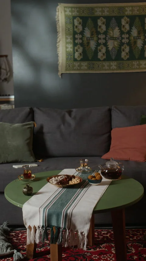 Scene of Hospitality with Islamic Elements Vertical Stock Footage 331826648