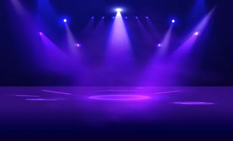 Scene illumination, bright lighting stage vector illustration, spotlights effect Stock Illustration