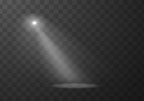 Scene illumination, bright lighting, vector white projector light beam, blur Stock Illustration