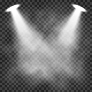 Scene illumination light effects on a transparent dark background, bright Stock Illustration