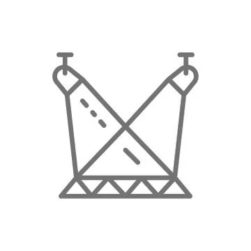 Scene illumination, spotlights on circus arena line icon. Illustrazione stock
