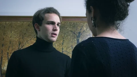 Scene of jealousy.Young man accusing and attacking his girlfriend Stock Footage 95432325
