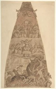 Scene from the Last Judgment, Study for the Fresco Decoration of One of the.. Illustrazione stock