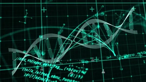 On scene load dotted 3D helix shifting, waving and rotating while nodes pulsing Stock Footage 329505898