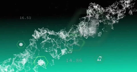 On scene load node ribbon moving diagonally, reshaping, updating readouts to Video stock 329700579