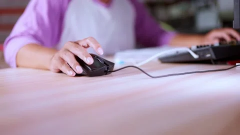 The scene of a man shot without his face focusing on his hands working with a Stock Footage 219217081