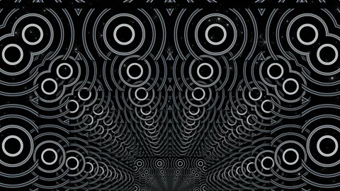 A scene with many circles. An abstraction of perspective with the illusion of Stock Footage 155789174