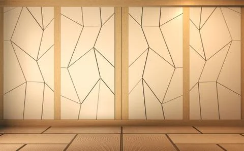 Scene mock up empty room with wall design.3D rendering Stock Illustration