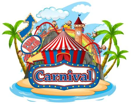 Scene with monkeys having fun at the carnival on white background Stock-Illustration