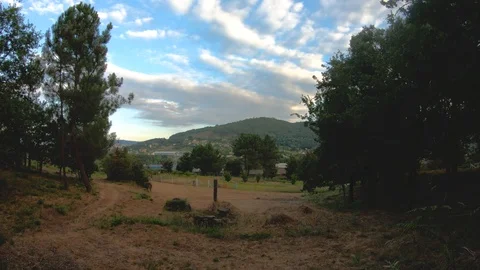 SCENE FROM MOUNTAIN WITH VILLAGE Stock Footage 93552843