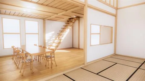 Scene multi function room ideas, japanese room interior design.3D rendering Stock Illustration