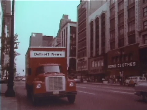 Scene of new paper being printed in the factory and distributed - 1970 Vídeo Stock 112224400
