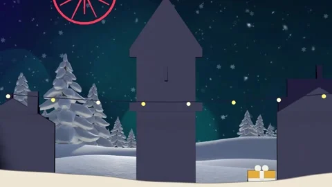 Scene opening, bulb string appearing and lighting left-to-right, star placing, Stock Footage 340674752