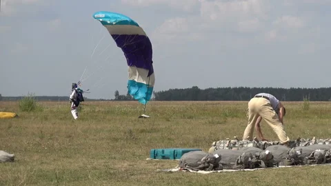 Scene with parachutists Stock Footage 95320545