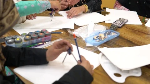 Scene of people  working with mathematical tools Stock Footage 120604769