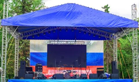 Scene before the performance of musicians Foto stock