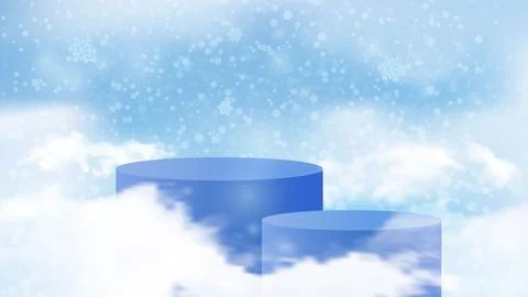 Scene for the presentation of New Year s discounts. Cylindrical Podium Winter Stock Illustration
