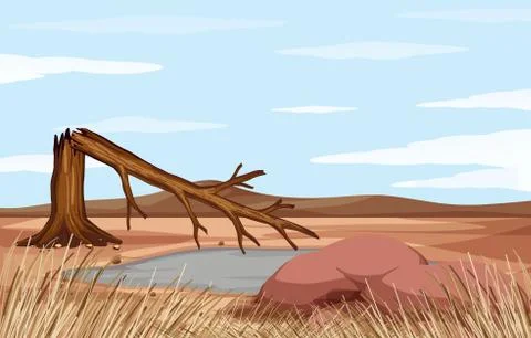 Scene with problem of deforestation Stock Illustration