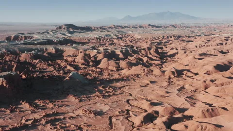 Scene from red planet Mars with clear sky over horizon, Difficult cosmic surface 스톡 동영상 157528842