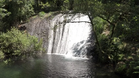 Scene of a river cascade on springtime Видео 112979473