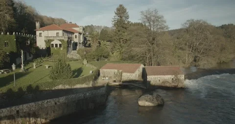Scene of a River mill and small waterfall on winter time 스톡 동영상 137229001