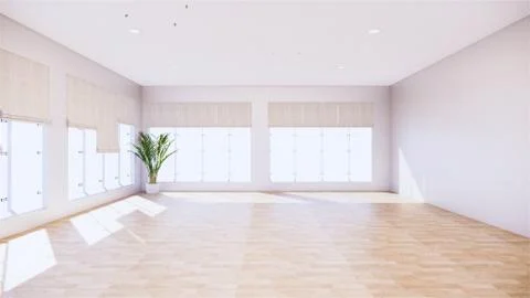 Scene room tropical Interior style, Big empty room Interior mock up.3D render Stock Illustration