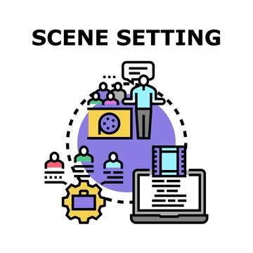 Scene setting process for creative media production 스톡 일러스트