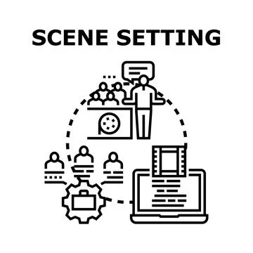 Scene setting process for creative media production Stockillustratie