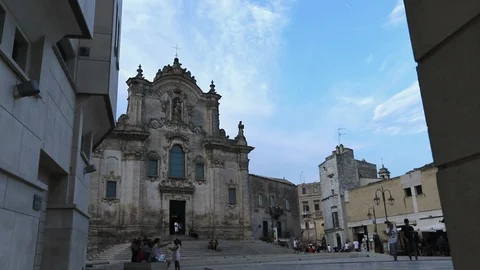 Scene shot in real time in Piazza San Francesco in Matera Stock Footage 114706903