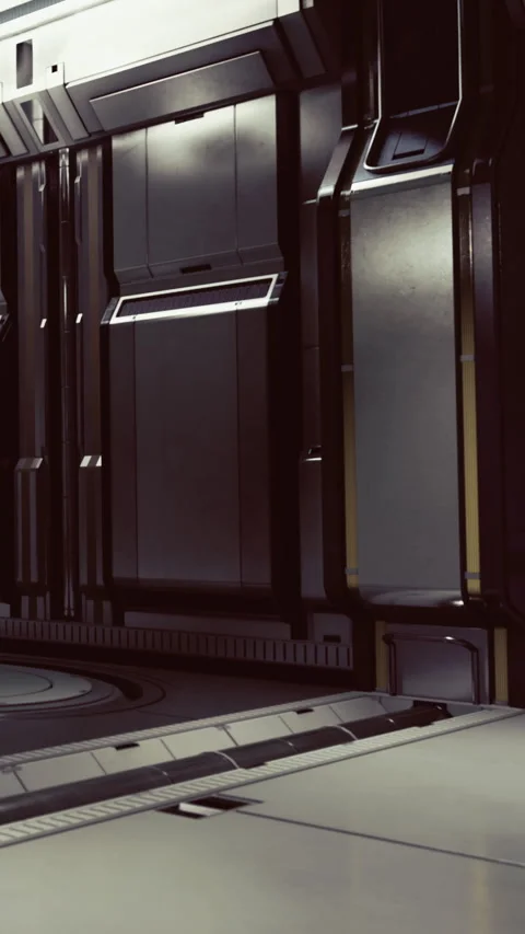 The scene shows a corridor inside a spaceship Stock Footage 334886606