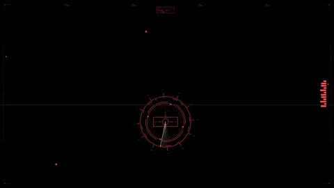 The scene shows a digital interface with rotating graphics and data points Stock Footage 327631676