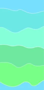 The scene shows layers of blue and green waves moving smoothly Stock Illustration