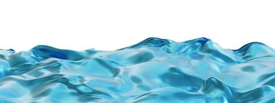 The scene shows a smooth surface of water waves rendered in three dimension.. イラスト素材