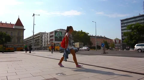 Scene on a square in Gyor, Hungary Stock Footage 47151399