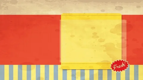 Scene with a squared yellow layer for text up patterned tape on the bottom Stock Footage 129691123