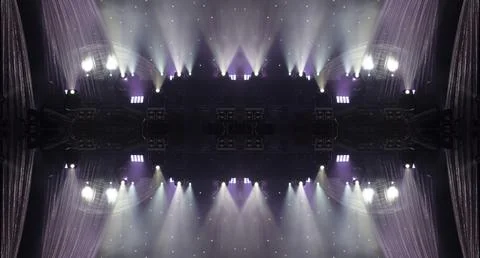 Scene, stage light with colored spotlights Ilustración de archivo