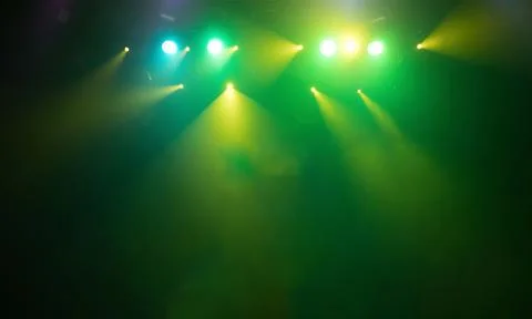 Scene, stage light with colored spotlights Foto stock