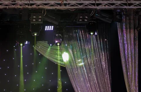 Scene, stage light with colored spotlights Foto stock