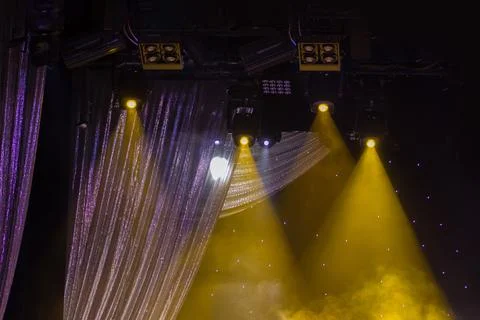Scene, stage light with colored spotlights Foto stock