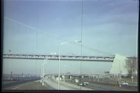 Scene of Throg's Neck Bridge across the East River in New York City - 1970 Stock Footage 99784963